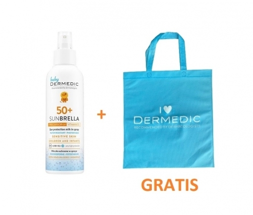 Zdjęcie DERMEDIC SUNBRELLA SPF50+ Mleczko ochronne w sprayu 150 ml + Torba GRATIS