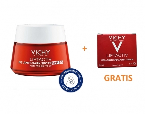 Zdjęcie VICHY LIFTACTIV SPECIALIST B3 Krem na przebarwienia SPF50 50 ml + SPECIALIST Krem dzień 15 ml GRATIS
