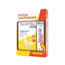 Zdjęcie ASCORVITA ZESTAW ASCORVITA MAX 30 tabletek + ASCORVITA MAX MUS 20 tabletek musujących