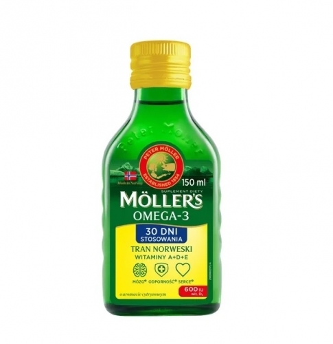 Zdjęcie MOLLER'S TRAN NORWESKI cytrynowy płyn 150 ml