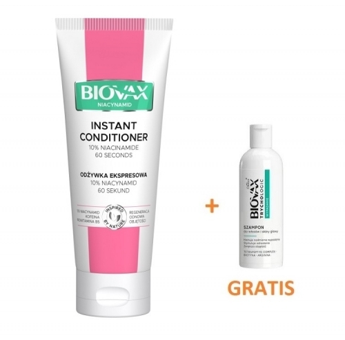 Zdjęcie BIOVAX NIACYNAMID Odżywka expresowa 200 ml + MINI SZAMPON 50 ml GRATIS