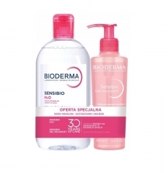 Zdjęcie BIODERMA ZESTAW SENSIBIO H2O Płyn 500 ml + GEL MOUSSANT Żel do mycia twarzy 200 ml