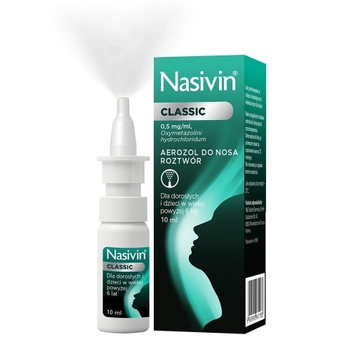 Zdjęcie NASIVIN CLASSIC 0,05% aerozol do nosa 10 ml