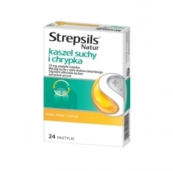 Zdjęcie STREPSILS Natur kaszel suchy i chrypka 24 pastylki do ssania