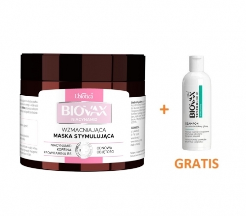 Zdjęcie BIOVAX Niacynamid Wzmacniająca Maska stymulująca 250 ml + MINI SZAMPON 50 ml GRATIS