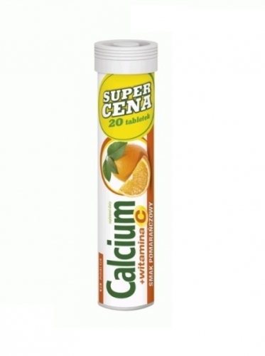 Zdjęcie CALCIUM 300+Vit.C smak pomarańczowy 20 tabletek musujących