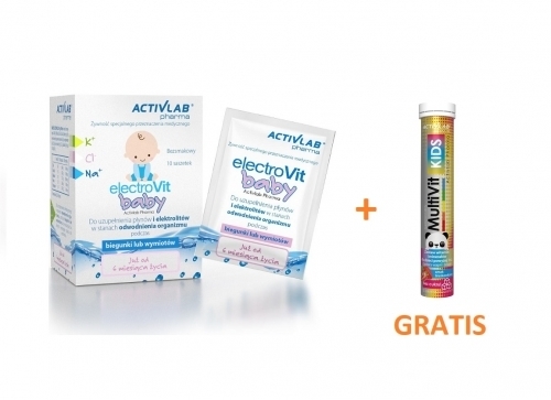 Zdjęcie ACTIVLAB ELECTROVIT BABY 10 saszetek + MULTIVIT Kids 20 tab GRATIS DATA 26.04.25