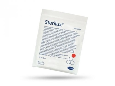 Zdjęcie STERILUX Kompresy jałowe 17-nitkowe 12-warstwowe 5 x 5 cm 3 sztuki
