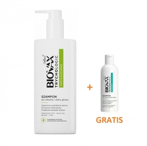 Zdjęcie BIOVAX TRYCHOLOGIC PRZETŁUSZCZANIE Szampon do włosów 200 ml + MINI SZAMPON 50 ml GRATIS