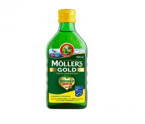 Zdjęcie MOLLER'S GOLD Tran Norweski płyn o smaku cytrynowym 250 ml