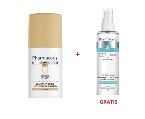 Zdjęcie PHARMACERIS F Fluid 01 IVORY SPF20 30 ml + PURI-SENSILIQUE Tonik-mgiełka 100 ml GRATIS