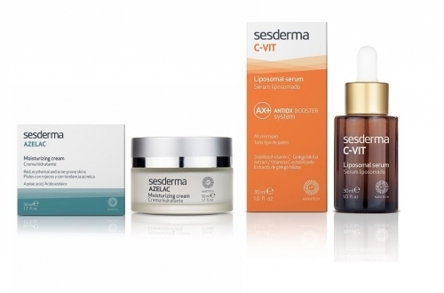 Zdjęcie SESDERMA ZESTAW AZELAC Krem nawilżający 50 ml + C-VIT Serum liposomowe 30 ml