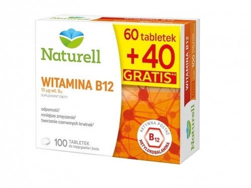 Zdjęcie NATURELL WITAMINA B12 do rozgryzania i żucia 100 tabletek