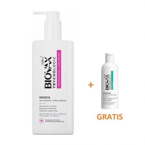 Zdjęcie BIOVAX TRYCHOLOGIC PRZESUSZENIE I ŁAMLIWOŚĆ Maska do włosów 200 ml + MINI SZAMPON 50 ml GRATIS