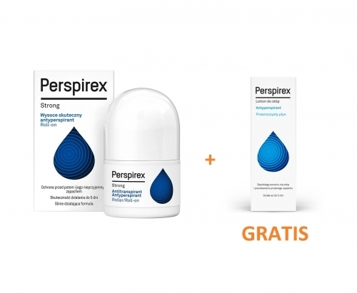 Zdjęcie PERSPIREX STRONG Antyperspirant roll-on 20 ml + PERSPIREX FOOT LOTION do stóp 20 ml GRATIS