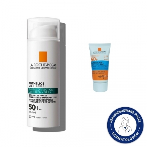 Zdjęcie LA ROCHE-POSAY ANTHELIOS OIL CORRECT SPF50+ Krem-żel 50ml DATA 10.25+GRATIS FLUIDE INVISIBLE 15 ml