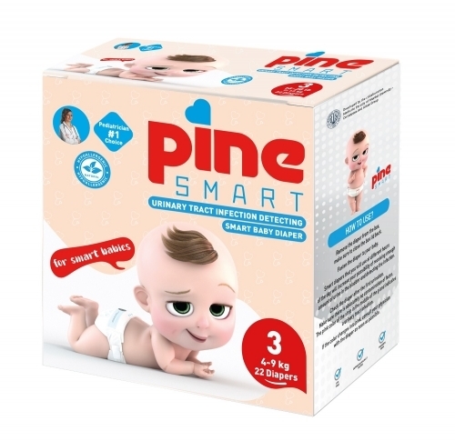 Zdjęcie PINE SMART BABY MIDI 3 (4-9 kg) Inteligentne pieluchy dla dzieci 22 sztuki