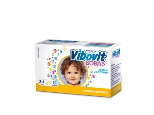 Zdjęcie VIBOVIT BOBAS o smaku waniliowym dla dzieci w wieku od 2 do 4 lat 30 saszetek