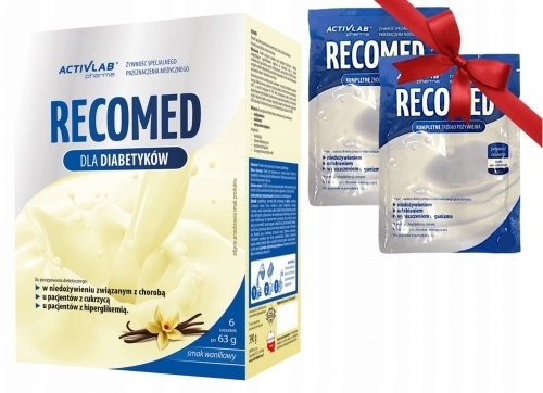 Zdjęcie ACTIVLAB RECOMED dla diabetyków smak waniliowy 6 saszetek + SASZETKA RECOMED 65G GRATIS!