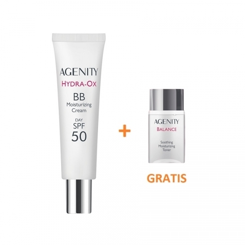 Zdjęcie AGENITY HYDRA-OX Nawilżający krem BB 10 LIGHT BEIGE na dzień SPF50+ 30 ml + Tonik 50 ml GRATIS