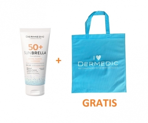 Zdjęcie DERMEDIC SUNBRELLA SPF50+ krem ochronny do skóry tłustej i mieszanej 50 g + Torba GRATIS