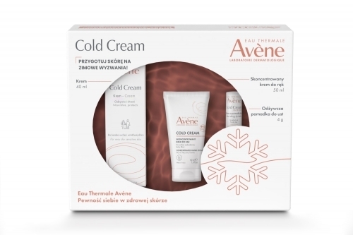 Zdjęcie AVENE ZESTAW COLD CREAM Krem 40 ml + Krem do rąk 50 ml + Pomadka do ust 4 g