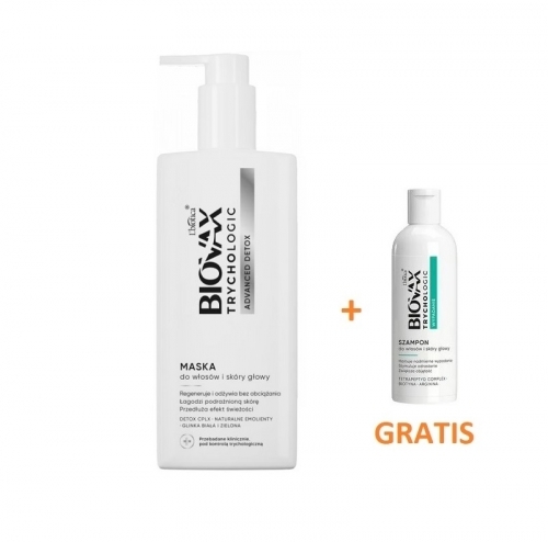 Zdjęcie BIOVAX TRYCHOLOGIC ADVANCED DETOX Maska do włosów i skóry głowy 200 ml + MINI SZAMPON 50 ml GRATIS