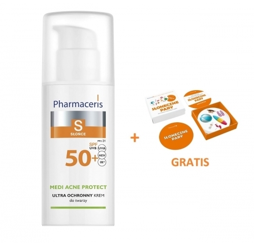 Zdjęcie PHARMACERIS S MEDI ACNE PROTECT Krem-żel SPF50 50 ml + Karty Dobble GRATIS