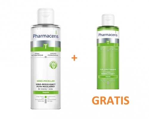 Zdjęcie PHARMACERIS T SEBO-MICELLAR Sebo-regulujący płyn micelarny 200ml+PURI-SEBOTONIQUE Tonik 100ml GRATIS