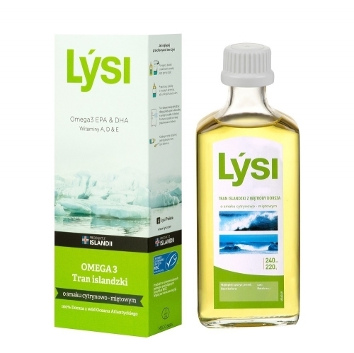 Zdjęcie LYSI OMEGA3 Tran islandzki o smaku cytrynowo-miętowym 240 ml