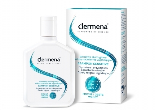 Zdjęcie DERMENA SENSITIVE Szampon do wrażliwej skóry głowy MOCNE i GĘSTE włosy 200 ml