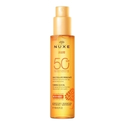 Zdjęcie NUXE SUN Olejek do opalania twarzy i ciała SPF 50 150 ml + Nuxe Very Rose woda 100 ml GRATIS