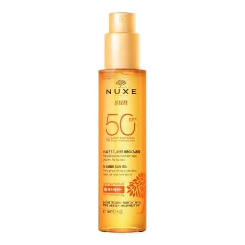 Zdjęcie NUXE SUN Olejek do opalania twarzy i ciała SPF 50 150 ml + Nuxe Very Rose woda 100 ml GRATIS