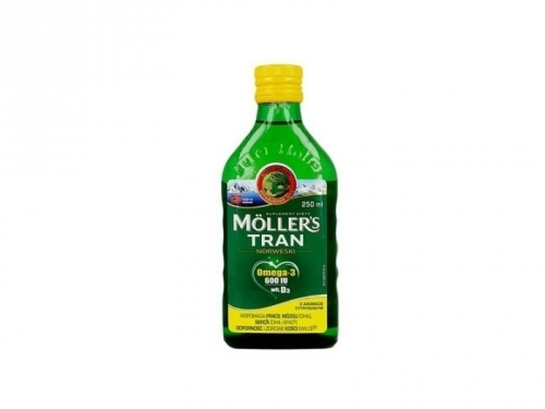 Zdjęcie MOLLER'S TRAN NORWESKI cytrynowy płyn 250 ml