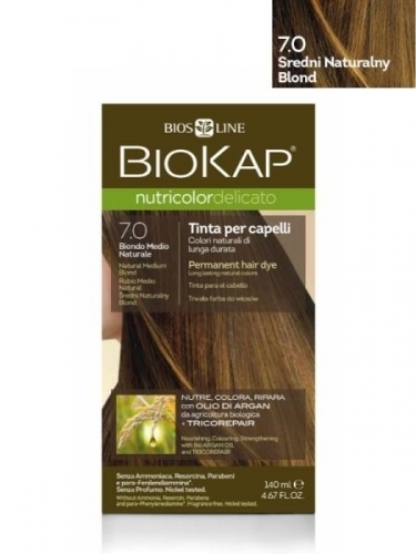 Zdjęcie BIOKAP NUTRICOLOR DELICATO farba do włosów w kolorze 7.0 średni naturalny blond 140 ml