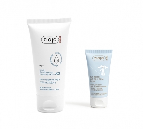 Zdjęcie ZIAJA MED AZS Krem regenerująco-natłuszczający 50 ml + Krem do buzi i rączek 50 ml GRATIS