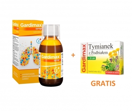 Zdjęcie GARDIMAX Syrop na kaszel 100 ml + GARDIMAX Tymianek 24 pastylki DATA 11.2024 GRATIS