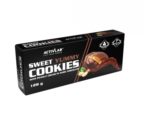 Zdjęcie ACTIVLAB SWEET YUMMY COOKIES Ciastka z nadzieniem orzechowym 128 g