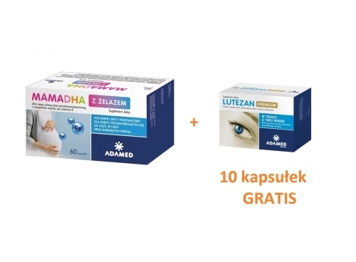 Zdjęcie MAMADHA Z Żelazem 60 kapsułek + LUTEZAN PREMIUM 10 kapsułek GRATIS