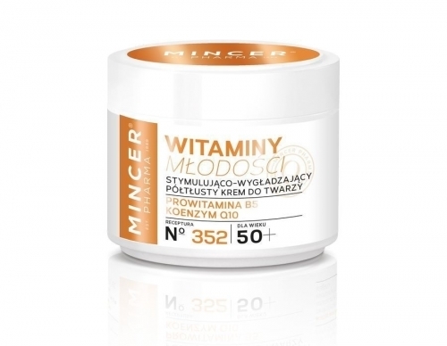 Zdjęcie MINCER PHARMA WITAMINY MŁODOŚCI Krem Stymulująco-wygładzający półtłusty do twarzy 50+ No 352 50 ml