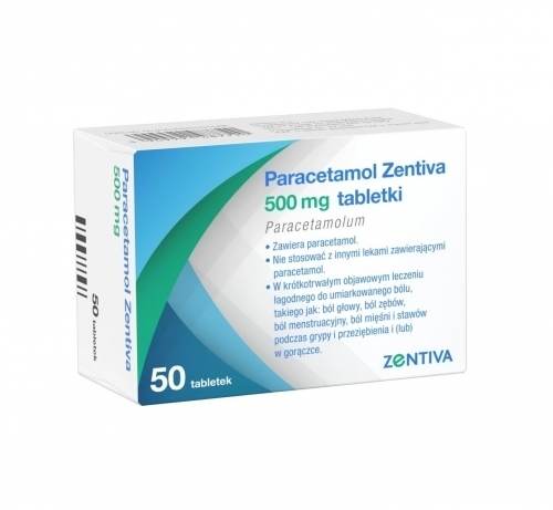 Zdjęcie PARACETAMOL ZENTIVA 500 mg 50 tabletek ZENTIVA