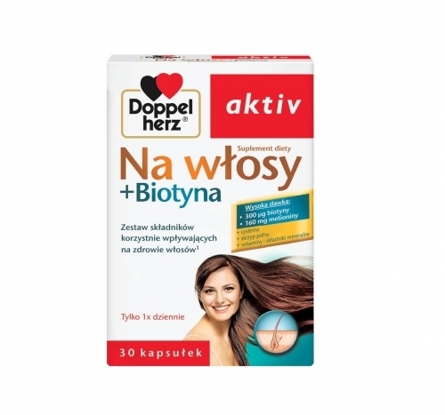 Zdjęcie DOPPELHERZ AKTIV Na włosy + Biotyna 30 kapsułek