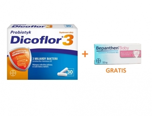 Zdjęcie DICOFLOR 3 30 kapsułek + BABY maść ochronna 3,5 g GRATIS