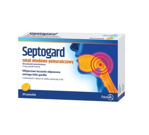 Zdjęcie SEPTOGARD 3 mg smak miodowo-pomarańczowy 20 pastylek