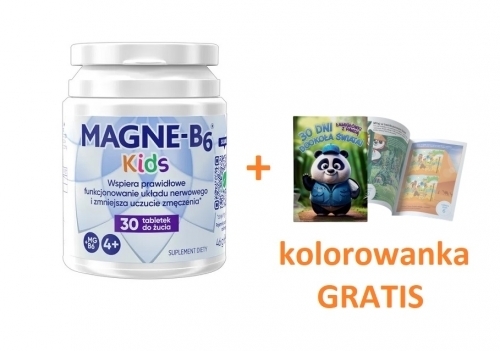 Zdjęcie MAGNE B6 KIDS 30 tabletek do żucia + kolorowanka GRATIS