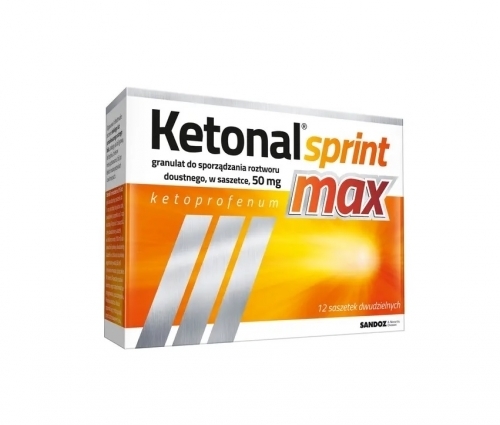 Zdjęcie KETONAL SPRINT MAX 50 mg granulat do sporządzania roztworu doustnego 12 saszetek
