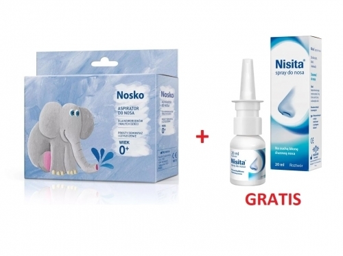 Zdjęcie ZESTAW NOSKO aspirator do nosa podłączany do odkurzacza + Nisita spray do nosa 20 ml GRATIS