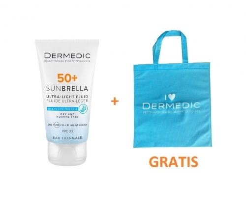 Zdjęcie DERMEDIC SUNBRELLA Krem ochronny SPF50+ dla skóry suchej i normalnej 40 ml + Torba GRATIS