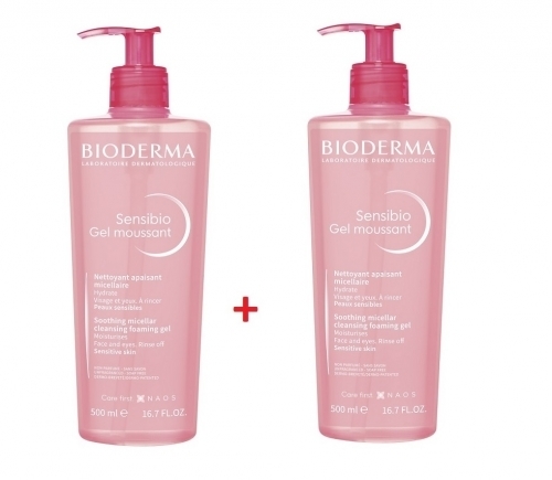 Zdjęcie BIODERMA SENSIBIO GEL MOUSSANT Żel łagodzący do mycia DUOPAK 500 ml + 500 ml