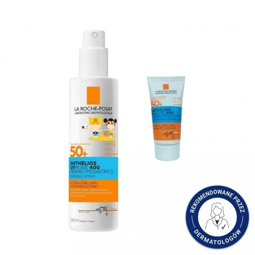 Zdjęcie LA ROCHE-POSAY ANTHELIOS UVMUNE 400 Dermo-Pediatrics Spray niewidoczny SPF 50+ 200 ml + GRATIS 15 ml